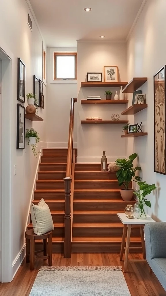 Shelves Along the Stairwell Wall