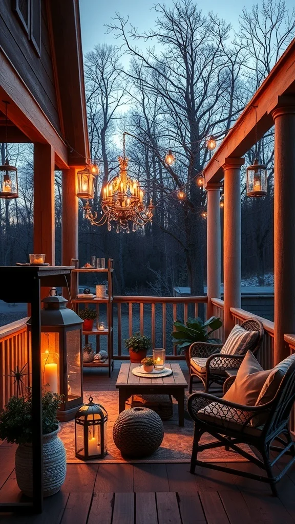 Vintage Lanterns on a Porch