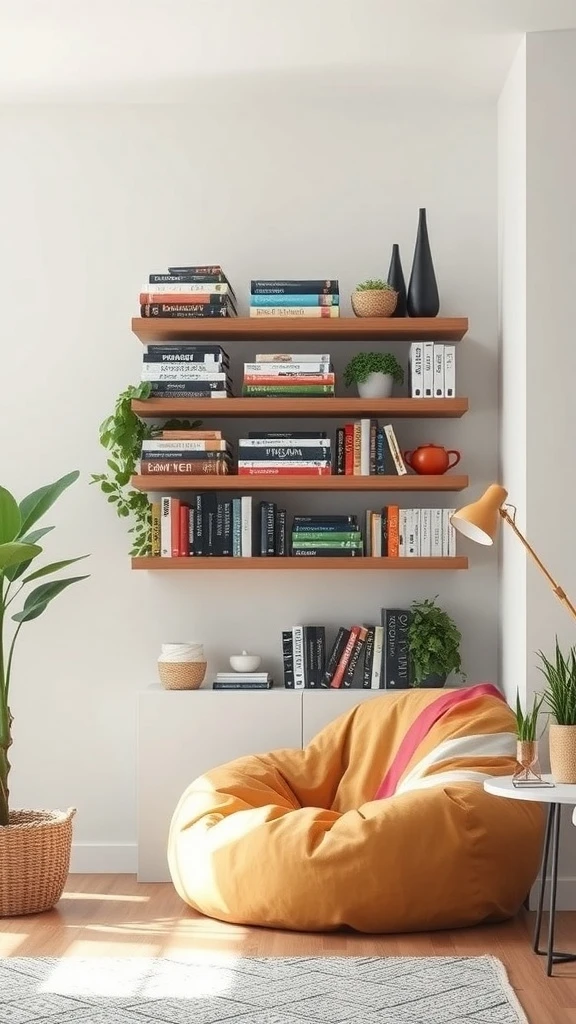 Floating Shelves and a Bean Bag