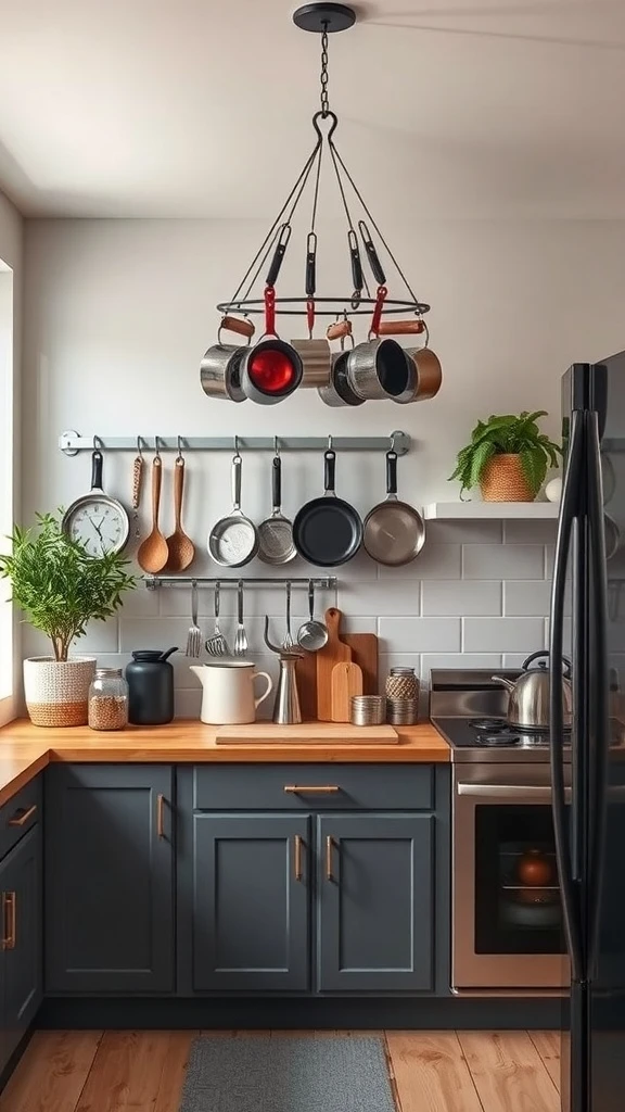 Hanging Pot Rack to Free Up Cabinet Space